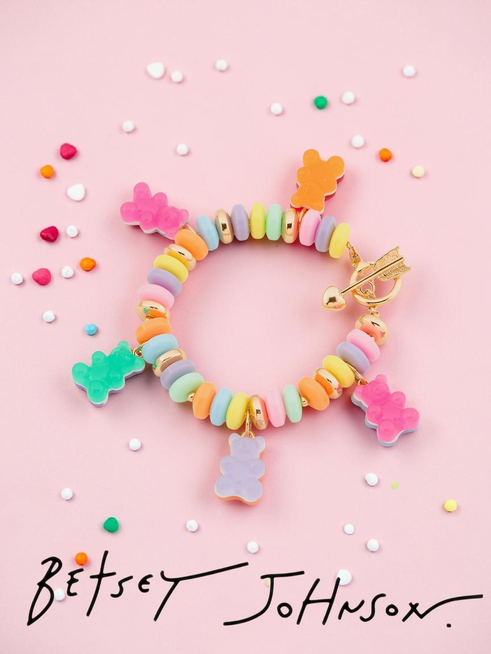 New BETSEY JOHNSON Y2K Fashion Stunning Gummy Bear Charm Flex Bracelet NWT